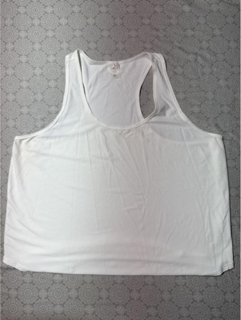 Calia Women's White Striped Racerback Athletic Tank Top XXL